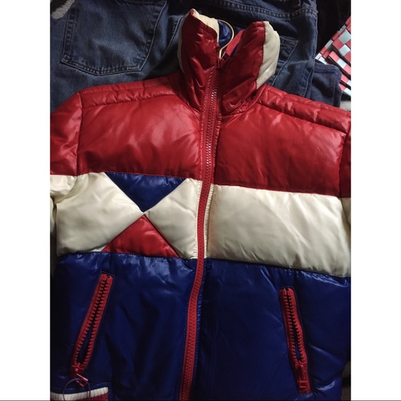 Down Winter Snow or Ski Diesel Puffer Parka Red Blue White Jacket Cool 😎 Style - Picture 3 of 9